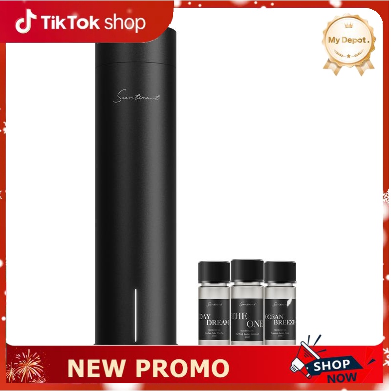 Scentiment Diffuser Tall Air 2 - Discovery Kit with Sampler Oils: Cold-Air Diffusion Technology with Wi-Fi & Touch Controls, Rechargeable Battery, Covers 1000 Sqft; Includes Top 3 Luxury Hotel-Inspired Fragrance Oils (20ml) - Dvvgowev