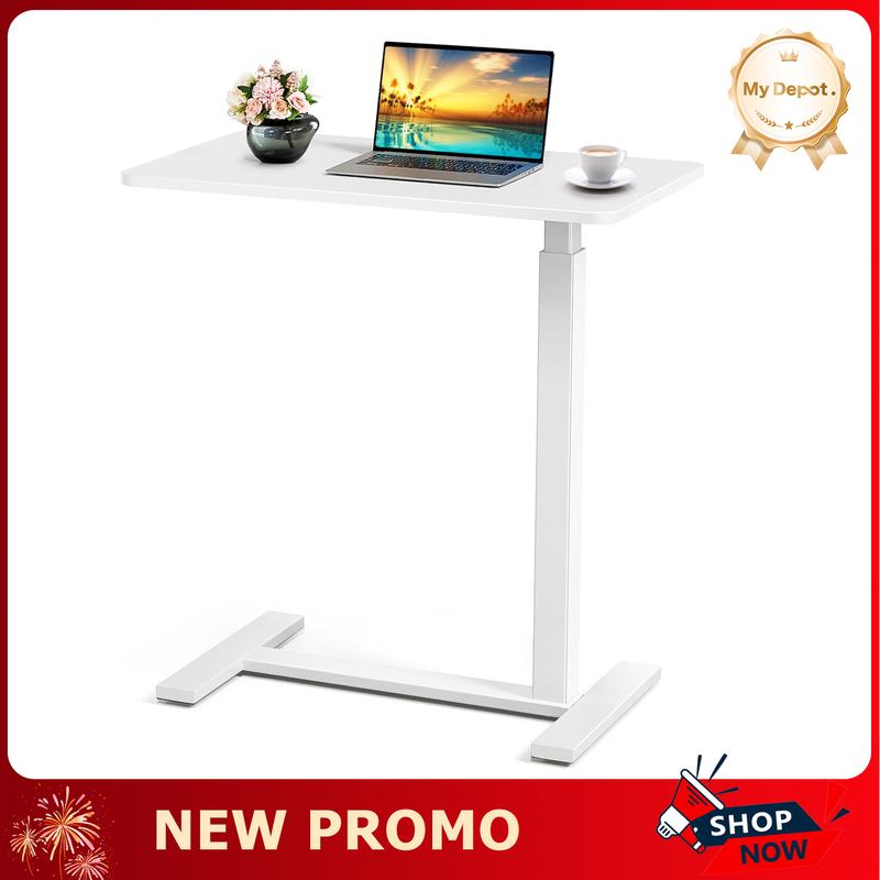 Adjustable Overbed Table with Wheels for Hospital and Home Use - Rolling Laptop Desk and Mobile Standing Desk Portable Durability Study Convenient Height - Dvvgowev