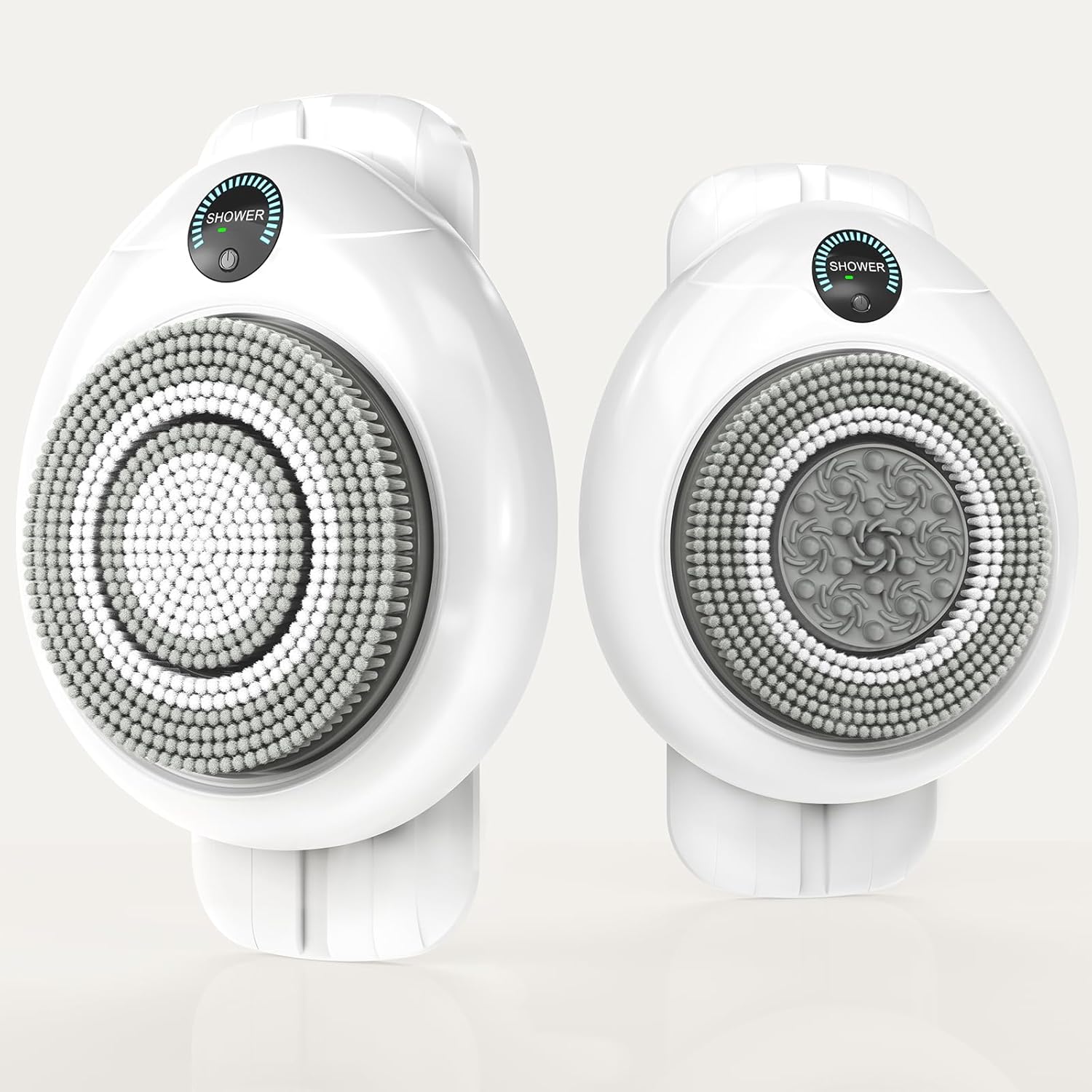 Electric Back Scrubber for Shower - Wall Mounted Exfoliating Brush, Hands-Free Automatic Body Scrubber, IPX7 Waterproof, 3-Speed Adjustment, 3 Replaceable Heads with 50pcs Disposable Shower Caps - Dvvgowev