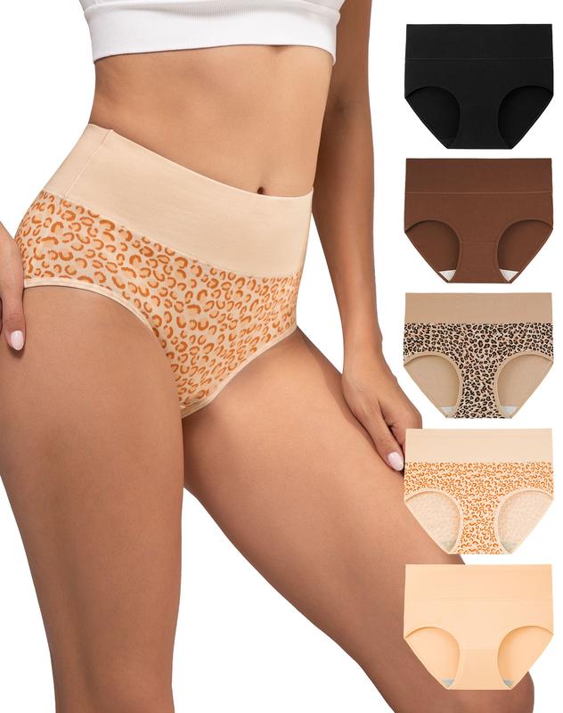 INNERSY Women's High Waisted Cotton Panties 5-Pack, Soft & Breathable Underwear, Comfortable Full Coverage Briefs for Everyday Wear, Stretchy & Durable - Dvvgowev