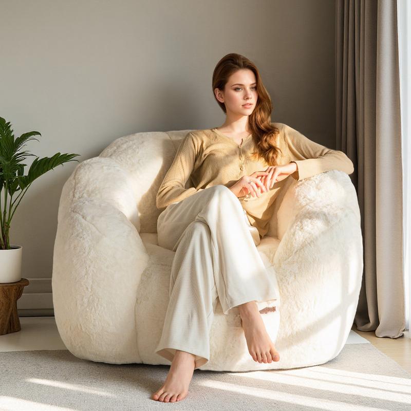 🌸 Maxyoyo Floral Faux Fur Bean Bag Chair – Cloud-Soft Comfort for Every Room - Dvvgowev