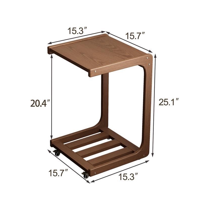 🔥 Rolling Solid Wood Side Table – Move Anywhere, Use Everywhere - Dvvgowev