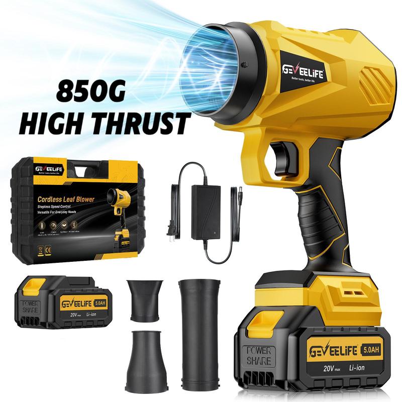 🔥 GEVEELIFE Turbo Jet Cordless Leaf Blower – Powerful 200 W Wind, Dual Batteries & 3 Nozzles - Dvvgowev