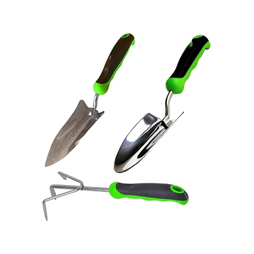 Stainless Steel 3pc Gardening Tool Set (Includes Trowel, Transplanter, Cultivator)